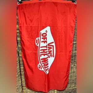 Vans Vibrant Red Fabric Flag with White‎ Print, Two grommets, One sided